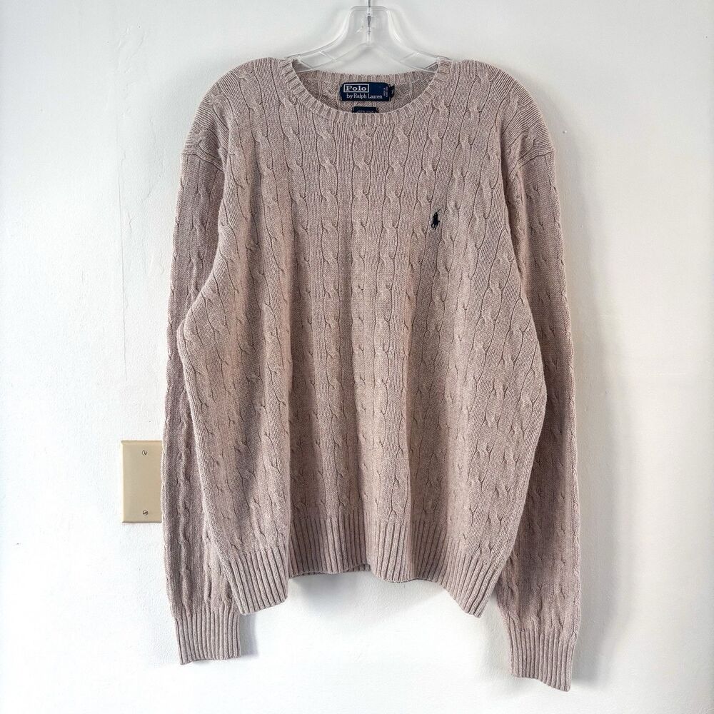 Vintage Polo Ralph Lauren 100% Silk Cable Knit Sweater Mens XL